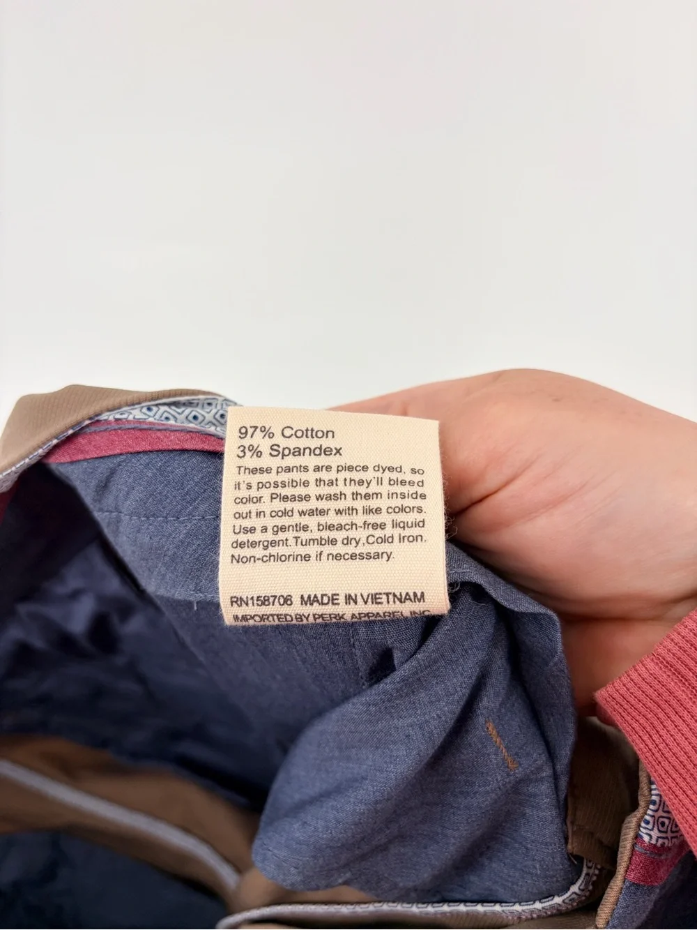 Men’s Perk Feel Good Chinos Dark Khaki Slim Fit Stretch 35x32 - Picture 10 of 12
